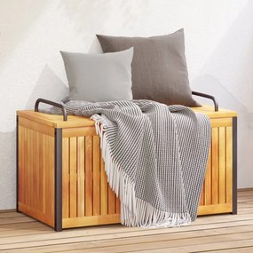 vidaXL Caixa p/ almofadões de exterior 85x45x45/53cm acácia maciça/aço