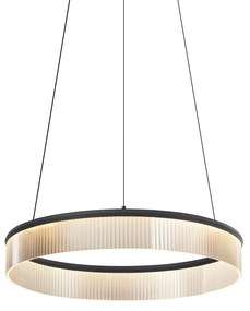 Candeeiro suspenso moderno preto 59cm incl. LED regulável em 3 níveis - Anello Chandelier Moderno