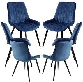 Pack 6 Cadeiras Lene Veludo - Azul