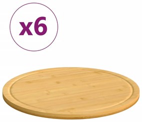 Tábuas de cortar 6 pcs Ø30x1,5 cm bambu