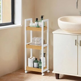 Carrinho casa de banho em bambu 20 x 30 x 80 cm branco-natural
