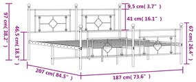 Estrutura de cama com cabeceira e pés 180x200 cm metal branco