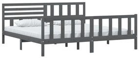 Estrutura de cama 200x200 cm madeira maciça cinzento
