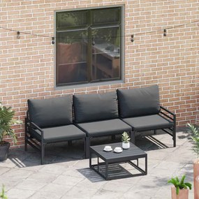 Conjunto de Sofá de Jardim 4 pcs Cinzento-escuro Aço