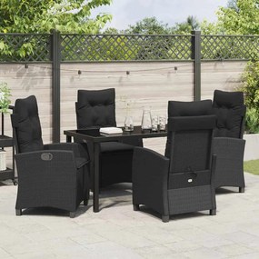 Conjunto de Jantar de Jardim com 5 Peças e Almofadas - Rattan Preto e