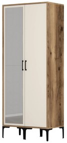 Guarda-roupa Kumsal RS – Nogueira e Creme – 80x47,5x201,4 cm