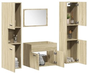 vidaXL 4 pcs conj. móveis casa banho derivados madeira carvalho sonoma