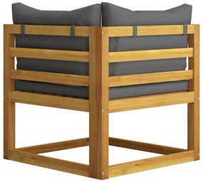 5 pcs conj. lounge jardim c/ almofadões madeira acácia maciça
