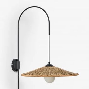 Luminária De Parede Sopant Em Ferro E Rattan Sintético Preto & ↑65 Cm - Sklum