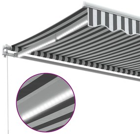 Toldo retrátil manual com LED 600x300 cm antracite/branco