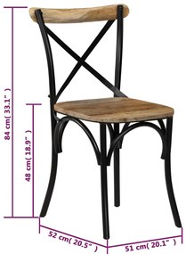 Cadeiras costas em cruz 4 pcs madeira mangueira maciça preto