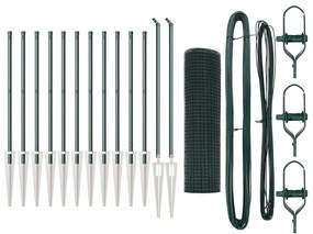 Conjunto de Postes de Cerca de PVC Conjunto de 2 Verde PVC, Metal