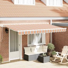 Toldo Retrátil Multicolorido e Laranja e Cinza e Azul e Branco