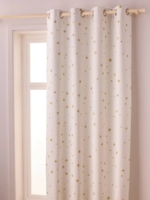 Agora -15%: Cortinado opaco, com ilhós, às estrelas branco medio estampado