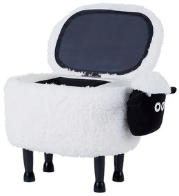 Tamborete em tecido branco com arrumação SHEEP Beliani