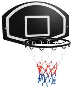 Conjunto de cesto de basquetebol montar na parede com tabela inquebrável 72 x 45,5 cm Rede Acessórios completos Preto