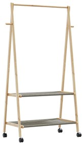 Cabide com prateleiras e rodas 96x45,5x155,5 cm bambu