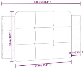 Almofadão de cabeceira 100 cm couro artificial cinzento