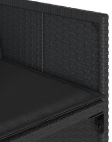 17 pcs conjunto de jantar p/ jardim c/ almofadões vime PE preto