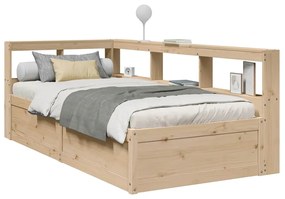 vidaXL Cama com estante sem colchão 90x200 cm pinho maciço
