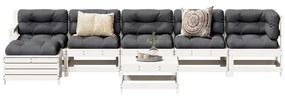 vidaXL 7 pcs conjunto lounge de jardim pinho maciço branco