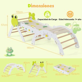 Conjunto triangular 7 em 1 de escalada para crianças pequenas com rampa, escada e arco Conjunto Montessori em madeira branco