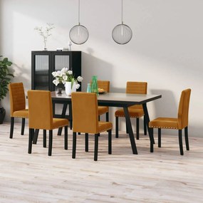 vidaXL Cadeiras de jantar 6 pcs veludo castanho