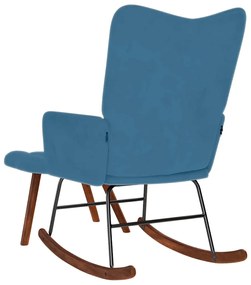 Cadeira de baloiço com banco veludo azul