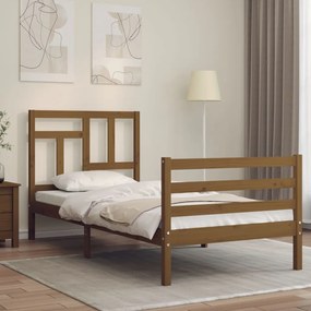 vidaXL Estrutura cama solteiro c/cabeceira madeira maciça castanho-mel