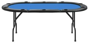 Mesa de póquer dobrável 10 jogadores 207x106x76 cm azul