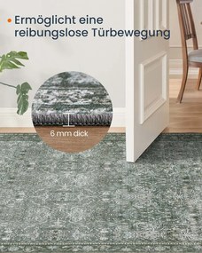 Tapete em estilo vintage 160 x 230 cm lavável na máquina verde floresta