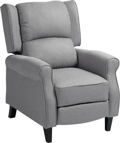 HOMCOM HOMOM Poltrona Reclinável Poltrona Relax com Reclinação Manual até 160° e Apoio para os Pés Retráteis 77x88x102 cm Cinza | Aosom Portugal