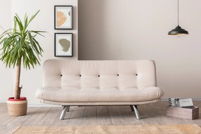 Sofá-Cama de 3 Lugares Misa – Creme – 52x175x40 cm