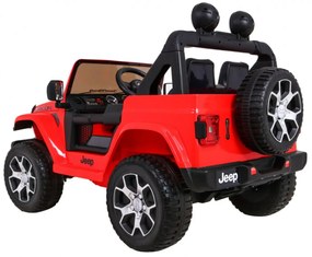 Carro elétrico para Crianças 12V 4x4 Jeep Wrangler Rubicon Rodas de EVA, Assento de couro Vermelho