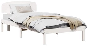 Estrado de Cama com Cabeceira Branca 80x200 cm Madeira Maciça de Pinho