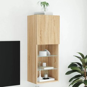 vidaXL Móvel de TV com luzes LED 40,5x30x102 cm carvalho sonoma