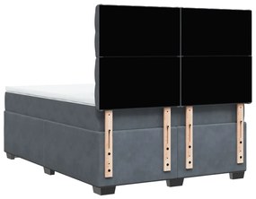 Cama com molas/colchão 140x200 cm veludo cinzento-escuro
