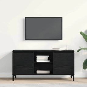 Armário de TV vidaXL Preto Carvalho 102x35x50 cm de Madeira de Engenha