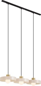 Sistema de Calhas Moderno Preto com 3 Candeeiros Pendentes Latão e Branco Monofásico - Iconic Jina