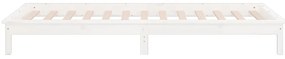 Estrutura de cama c/ luzes LEDs 100x200cm madeira maciça branco