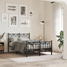 vidaXL Estrutura de cama com cabeceira e pés 120x190 cm metal preto