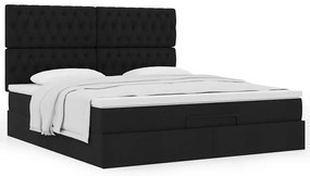 Estrutura de cama otomana com colchão 160x200 cm tecido preto
