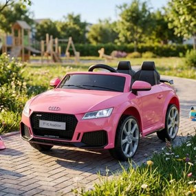 Carro elétrico para crianças 12V Audi TT RS pneus de borracha maciça, banco em pele sintética Rosa