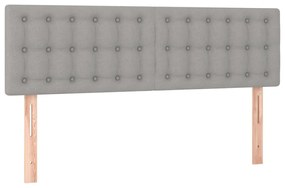 Cabeceira de cama c/ luzes LED tecido 144x5x78/88cm cinza-claro