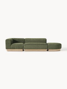 Módulo com chaise longue em teddy-bouclé Natalie, com pufe