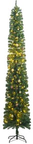 vidaXL Árvore de Natal fina c/ 300 luzes LED e conj. de bolas 270 cm