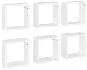 Prateleiras de parede em forma de cubo 6 pcs 30x15x30cm branco