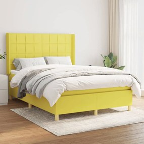vidaXL Cama com molas/colchão 140x200 cm tecido verde