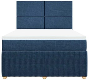 Cama com molas/colchão 160x200 cm tecido azul