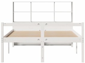 Cama com estante sem colchão 150x200 cm pinho maciço branco